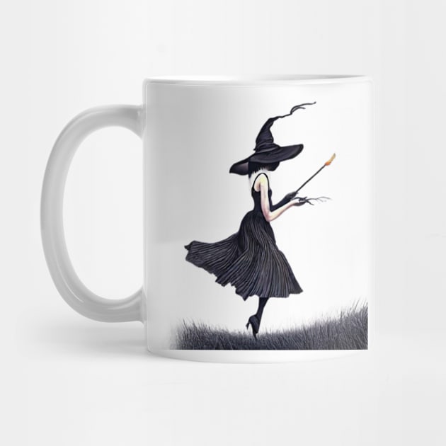 Illustration witch on a broomstick by architectphd